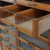 Large vintage German oak haberdashery shop cabinet, 1940s