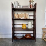 Dark wood folding bookcase 4 shelves