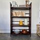 Dark wood folding bookcase 4 shelves