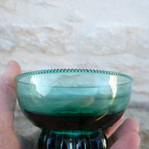 Lot de 2 coupelles en cristal vert foncé