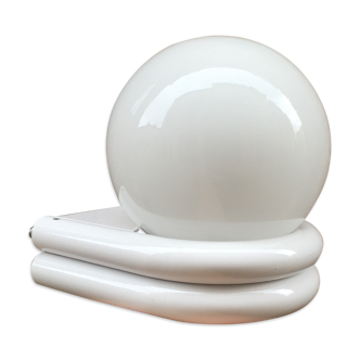White metal and opaline wall lamp