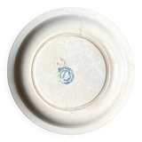 Round and hollow dish Boulenger & Cie in white and blue enamelled iron earth, "Wild rose" service