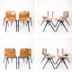 Lot de 4 chaises empilables vintage métal bois, style industriel Mid-Century