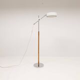 Vintage chrome leather floor lamp mid-century Atelje Lyktan, Sweden