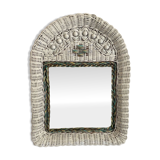 Vintage woven rattan mirror