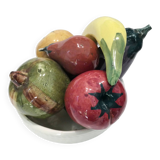 Coupe de fruits et légumes céramique trompe l'oeil mid-century