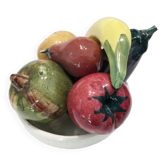 Mid-century trompe l'oeil ceramic fruit and vegetable bowl