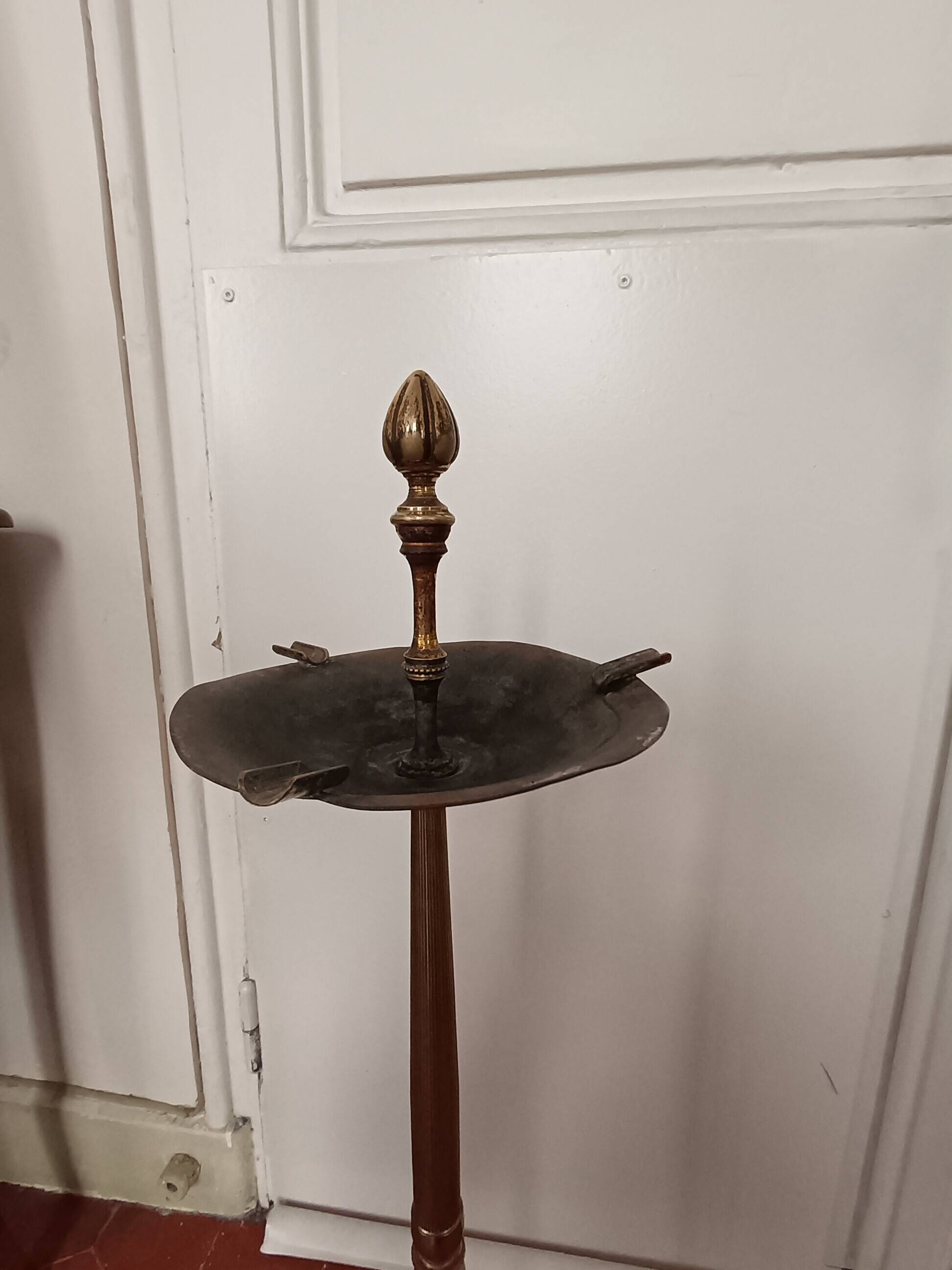 Brass ashtray on stand