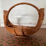 Woven wicker fruit basket 1960