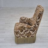 1960s, Danish highback armchair, furniture velour fabric, ash wood.