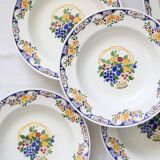 Set of 5 Boch soup plates, Fructidor service, vintage