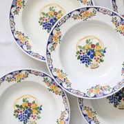 Set of 5 Boch soup plates, Fructidor service, vintage