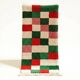 Tapis de couloir marocain de Noël – Tapis de couloir en laine à carreaux rouges et verts 300 x 70