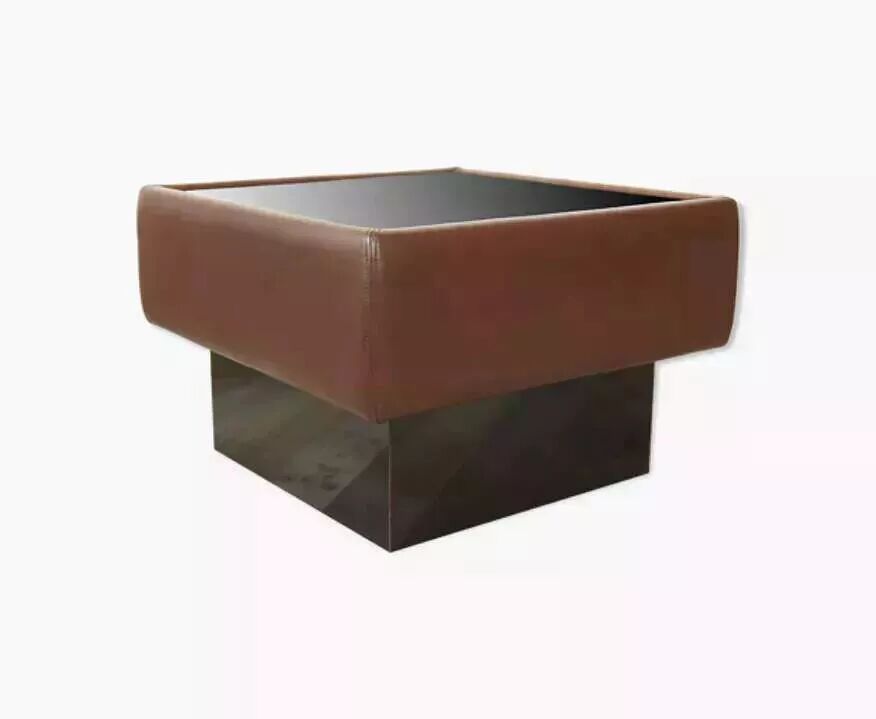 Black leather and glass coffee table