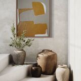 Ocher-taupe relief acrylic paint