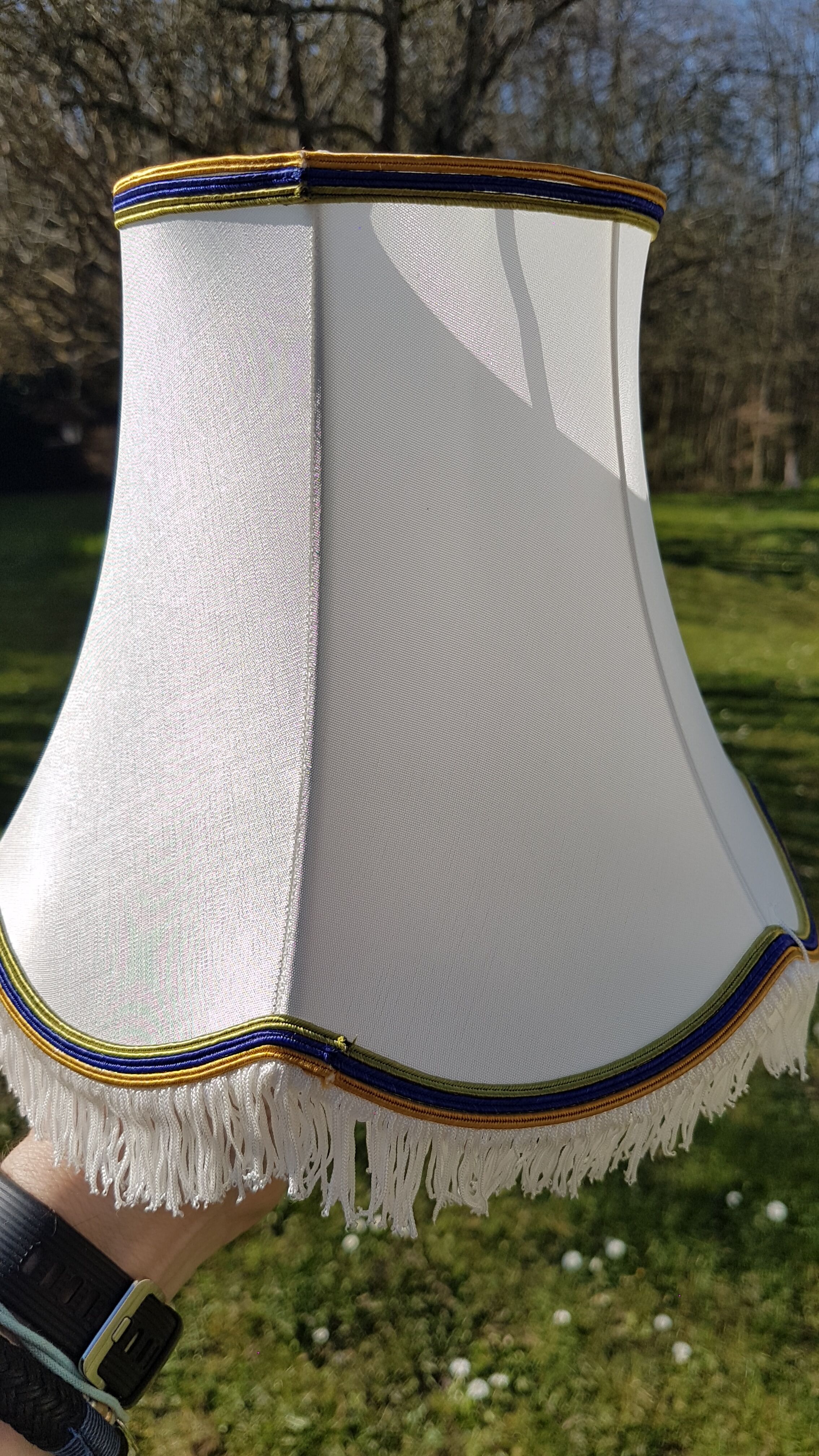 2 handmade lampshades in satin silk canvas