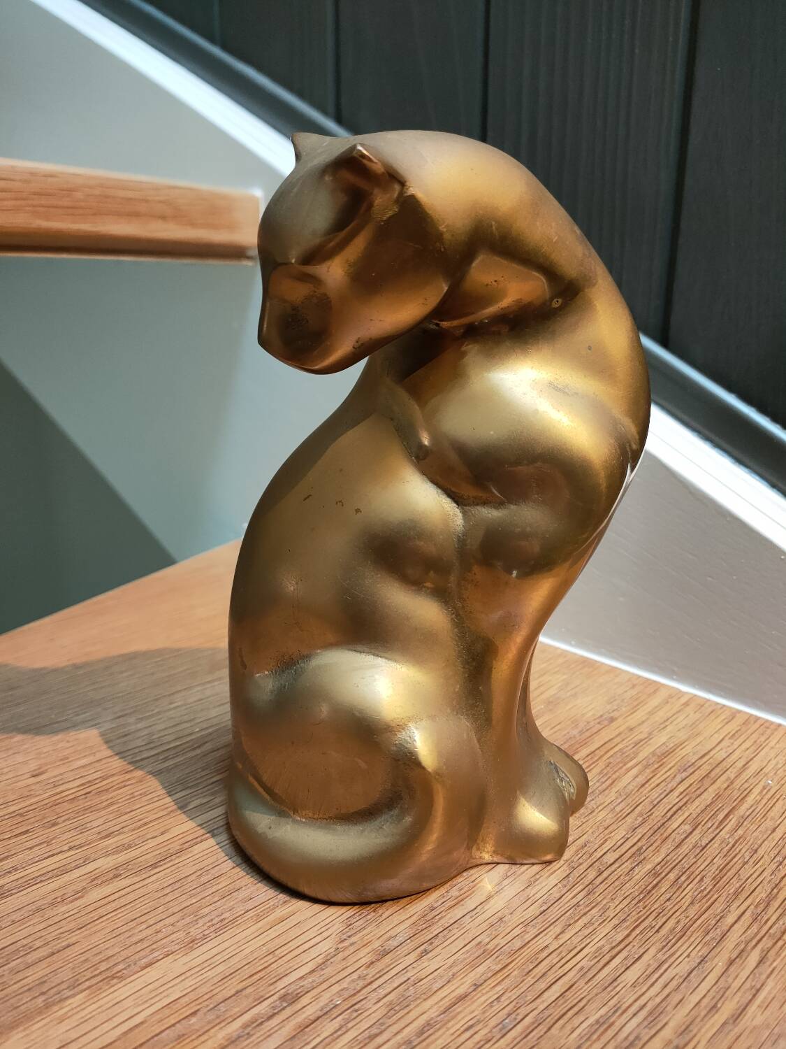 Statuette félin en laiton vintage