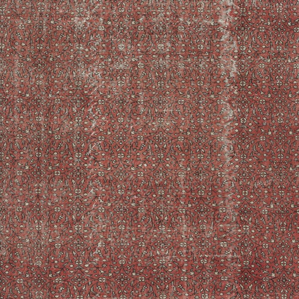 Hand-knotted Vintage Turkish Red Wool Area Rug with Floral Design for Home and Office Decor
