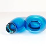 Pair of heavy crystal vases by Orrefors Mid-Century Modern by Sven Palmqvist, light blue.