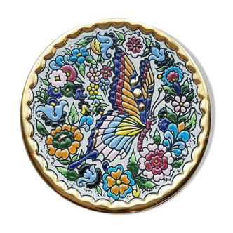 Hand-painted Cearco decorative plate with enamels and sterling gold (24 carats) made in Spain