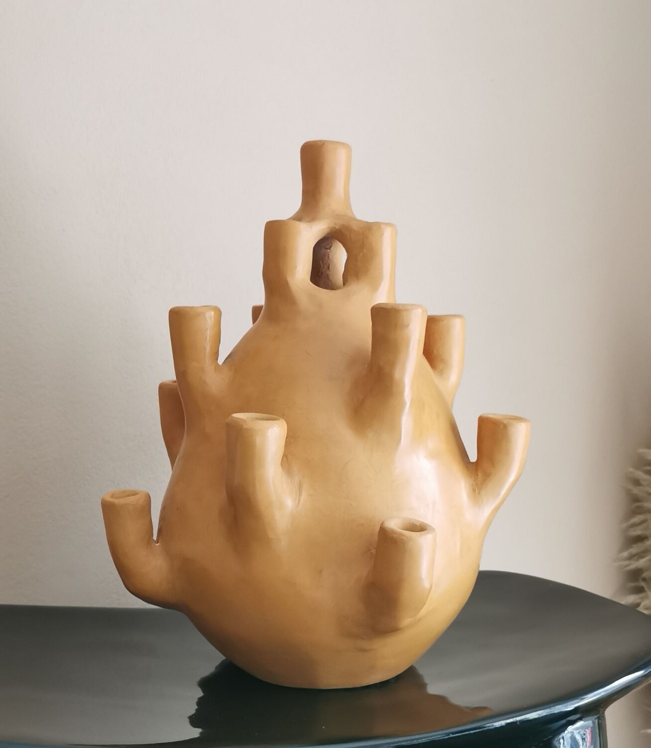 Tamgroute terracotta candlestick vase