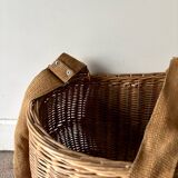 Woven wicker harvest basket
