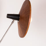 Large tilting luminaire in Steel and Teak Temde Leuchten 1960.