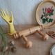 Coat rack 2 wooden hooks - vintage