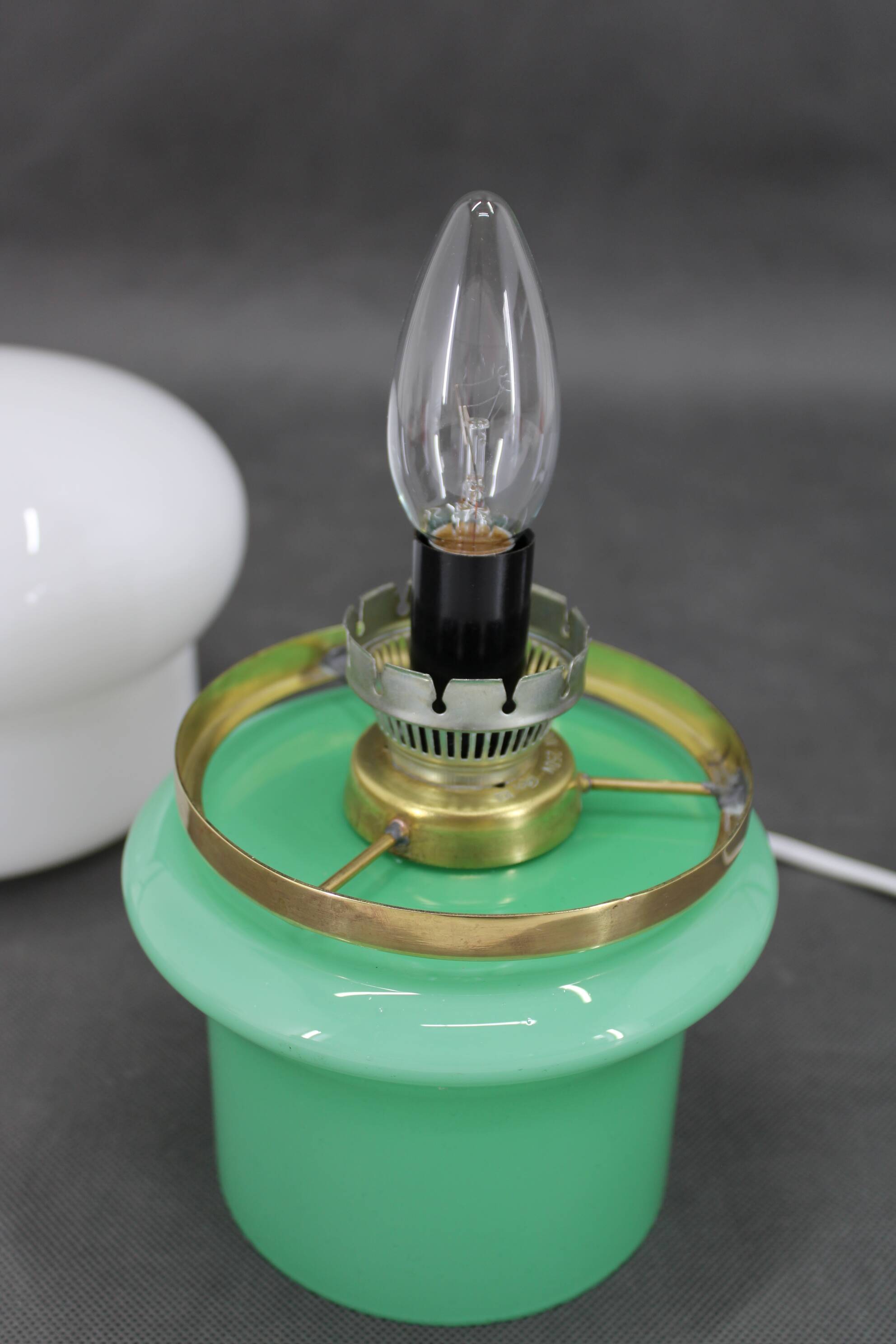 1960s Opaline Glass Table Lamp, Czechoslovakia