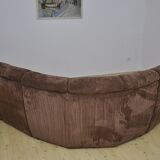 Brown corduroy modular sofa, 70s