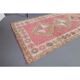 Vintage Turkish Hand-Knotted Wool Cotton Pink Runner Rug 92x364
