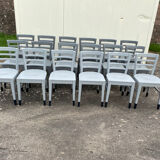 Set of 18 gray bistro chairs