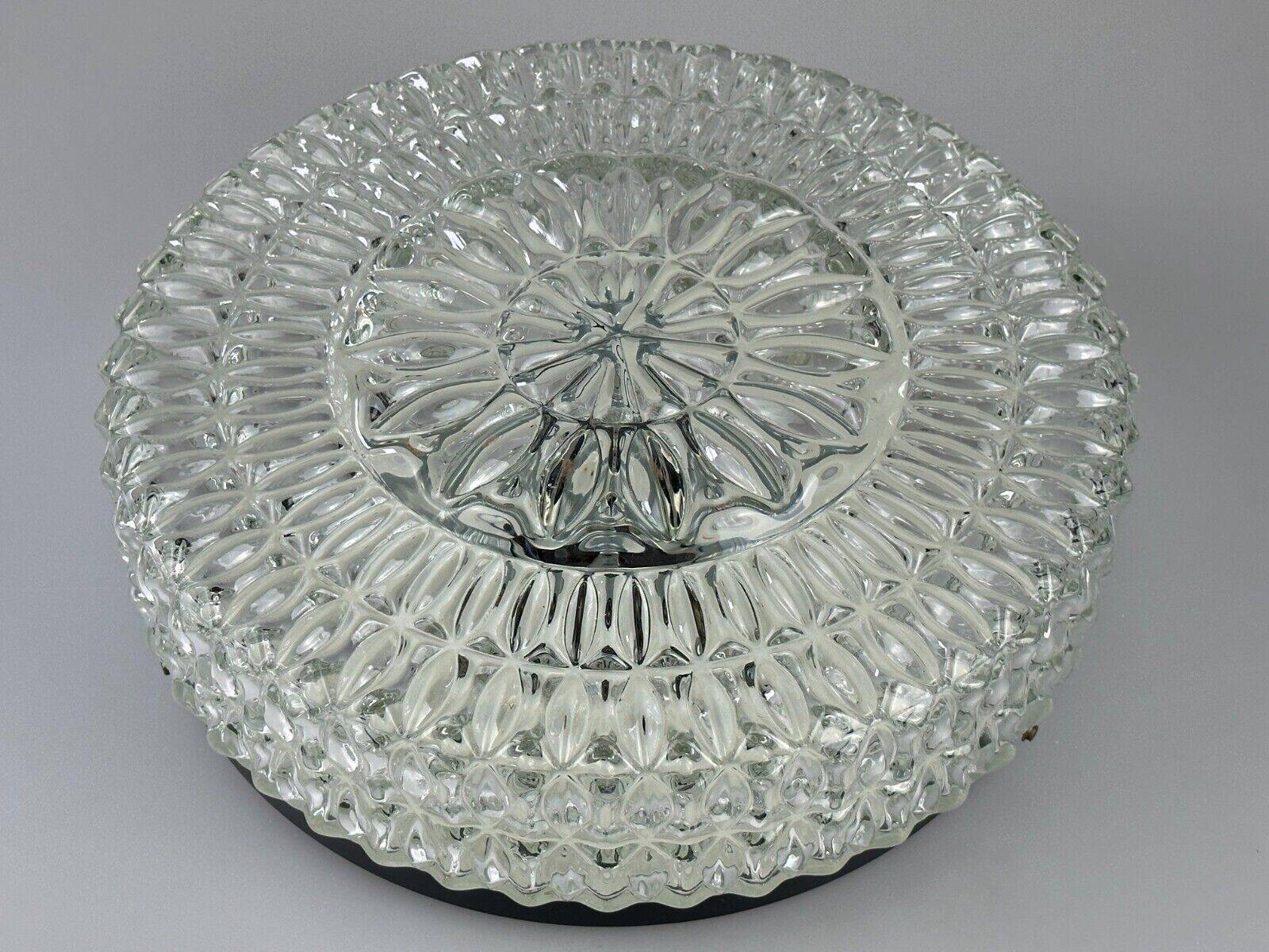 60s 70s ceiling lamp Hustadt Leuchten Germany Plafoniere glass & metal
