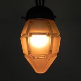 Art Deco pendant lamp with hexagonal glass shade, 1930s