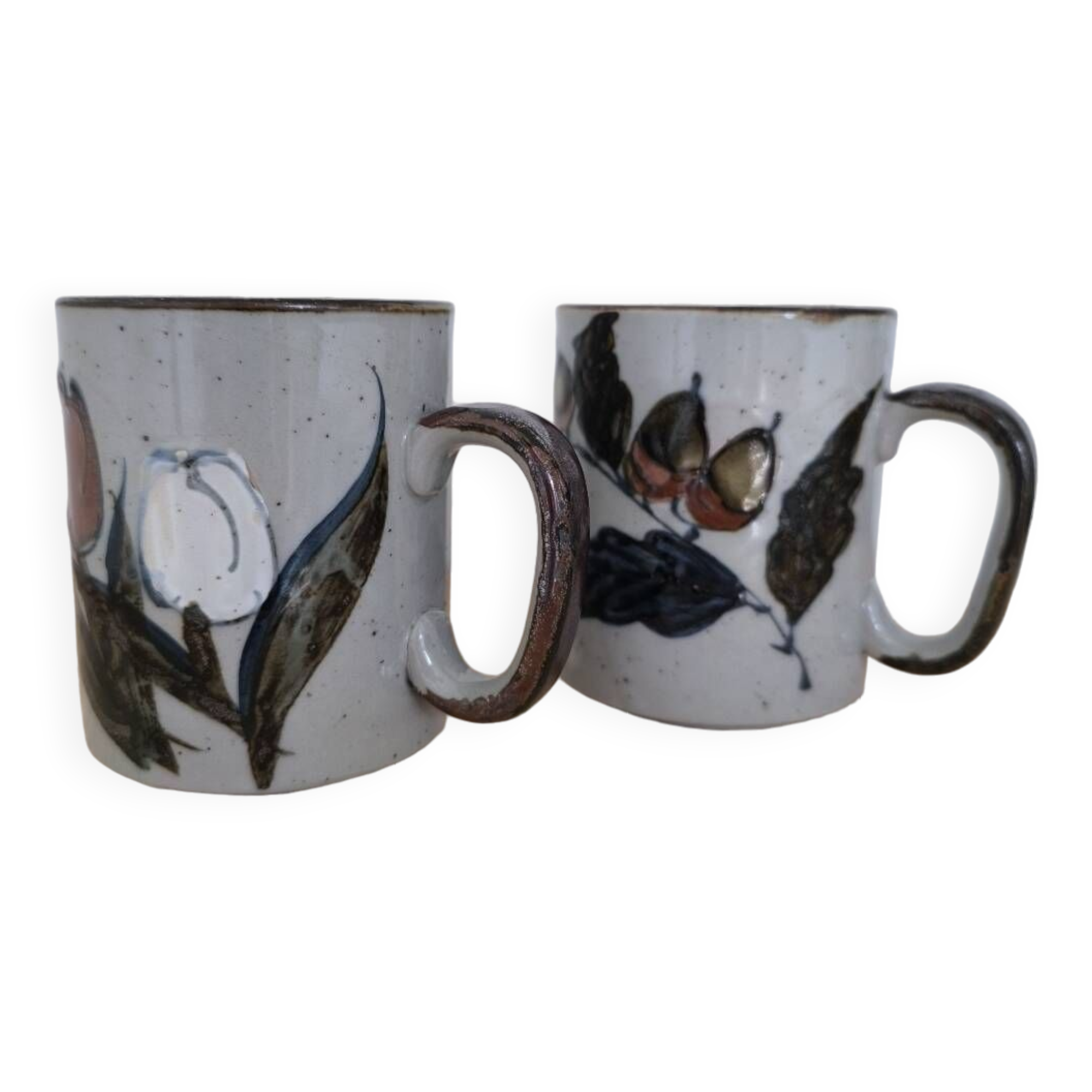 Pair of glazed stoneware mugs 1970