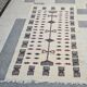 Hand-made black and pink white wool rug  210x105cm