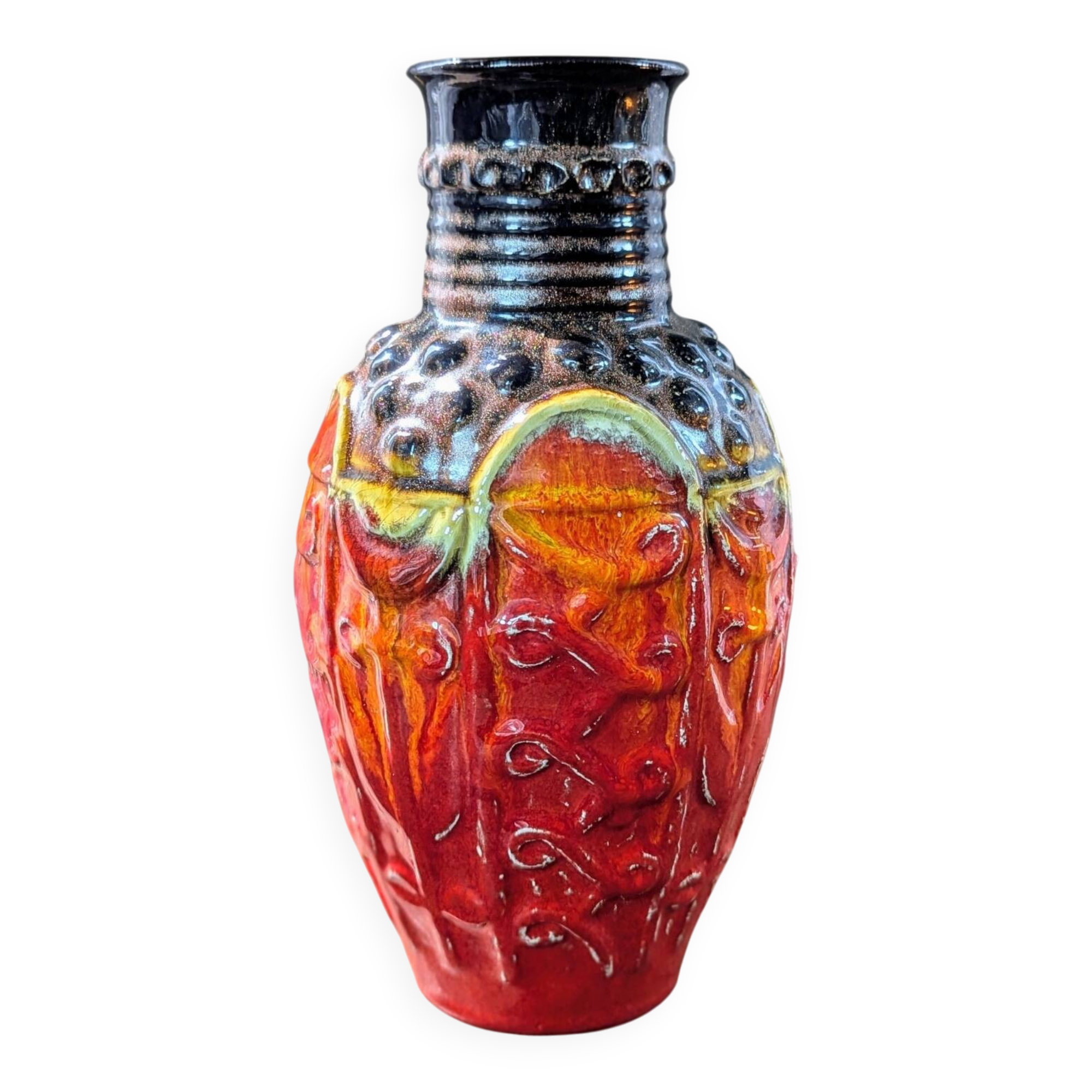 Vase Bay Keramik West Germany 98-25 orange red vintage 25 cm