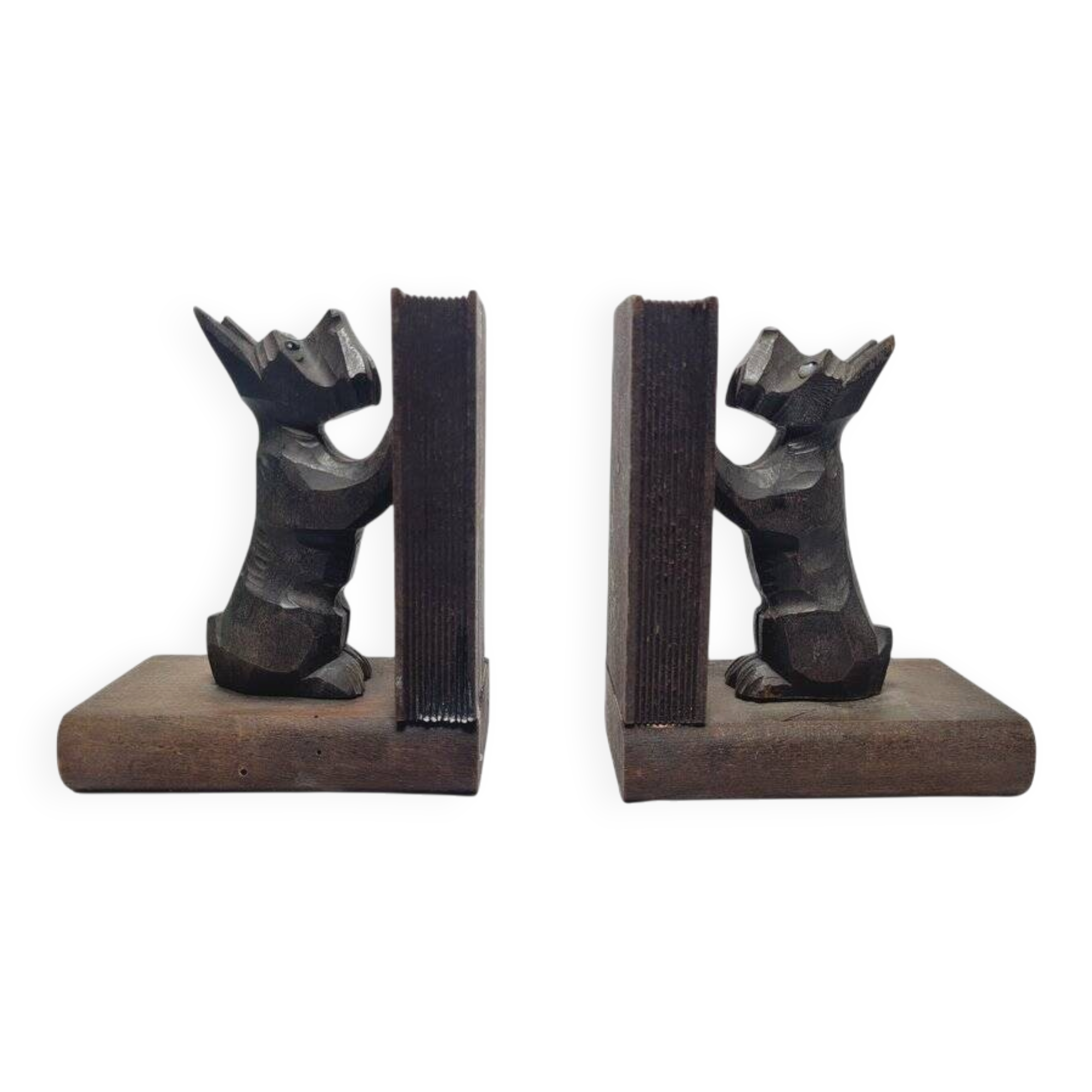 Porte-livres en bois figuratifs vintage, années 1950, ensemble de 2