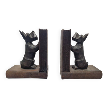 Vintage figurative wooden bookends, 1950s, set of 2