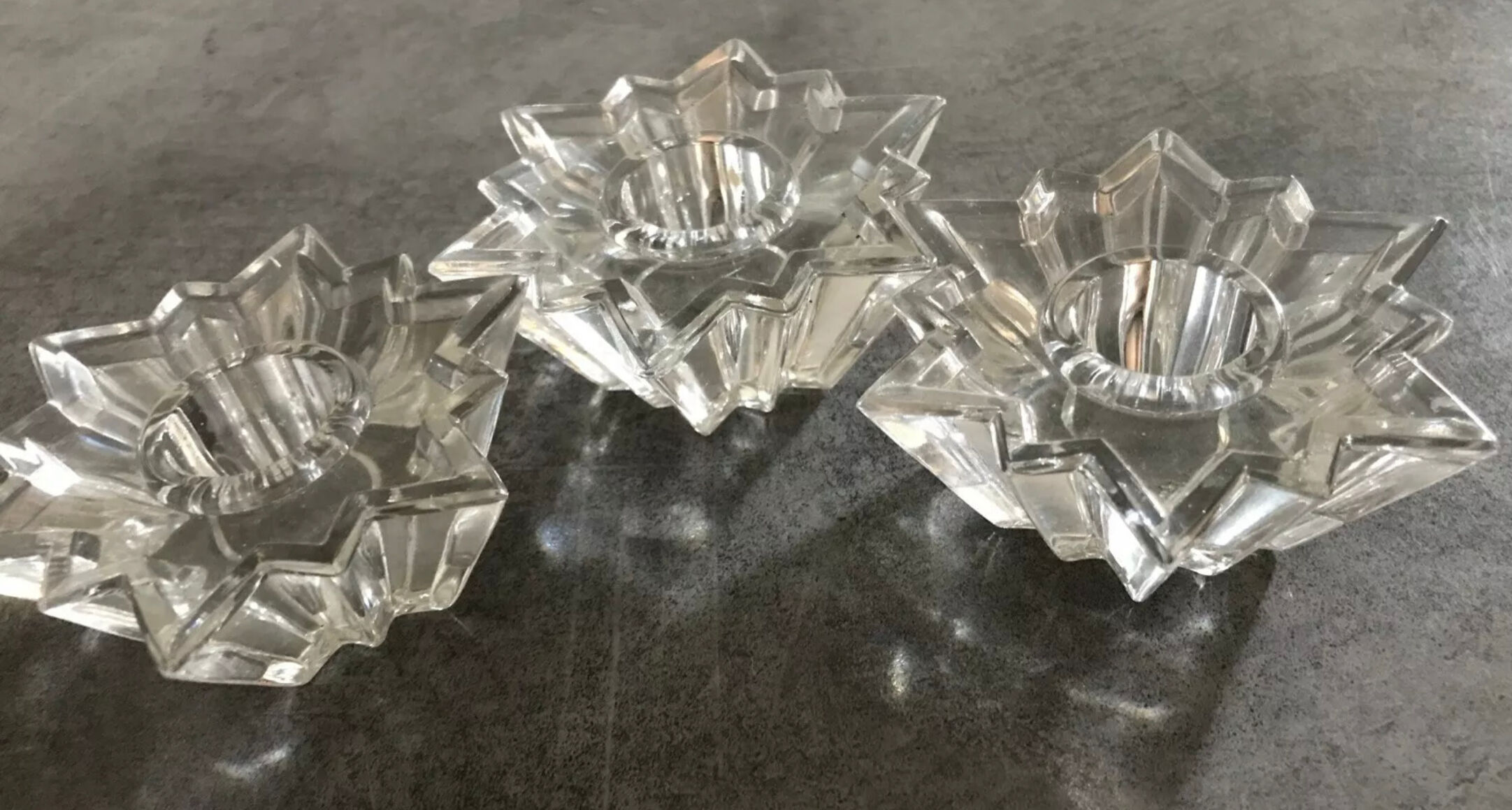 Set of 3 vintage table candle holders star shape