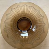 Old Verrex smoked glass fruit bowl, with a radius decoration cut into the glass