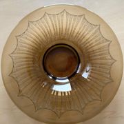 Old Verrex smoked glass fruit bowl, with a radius decoration cut into the glass