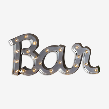 Ancient Light Sign in aluminium lettering forming the word "BAR"