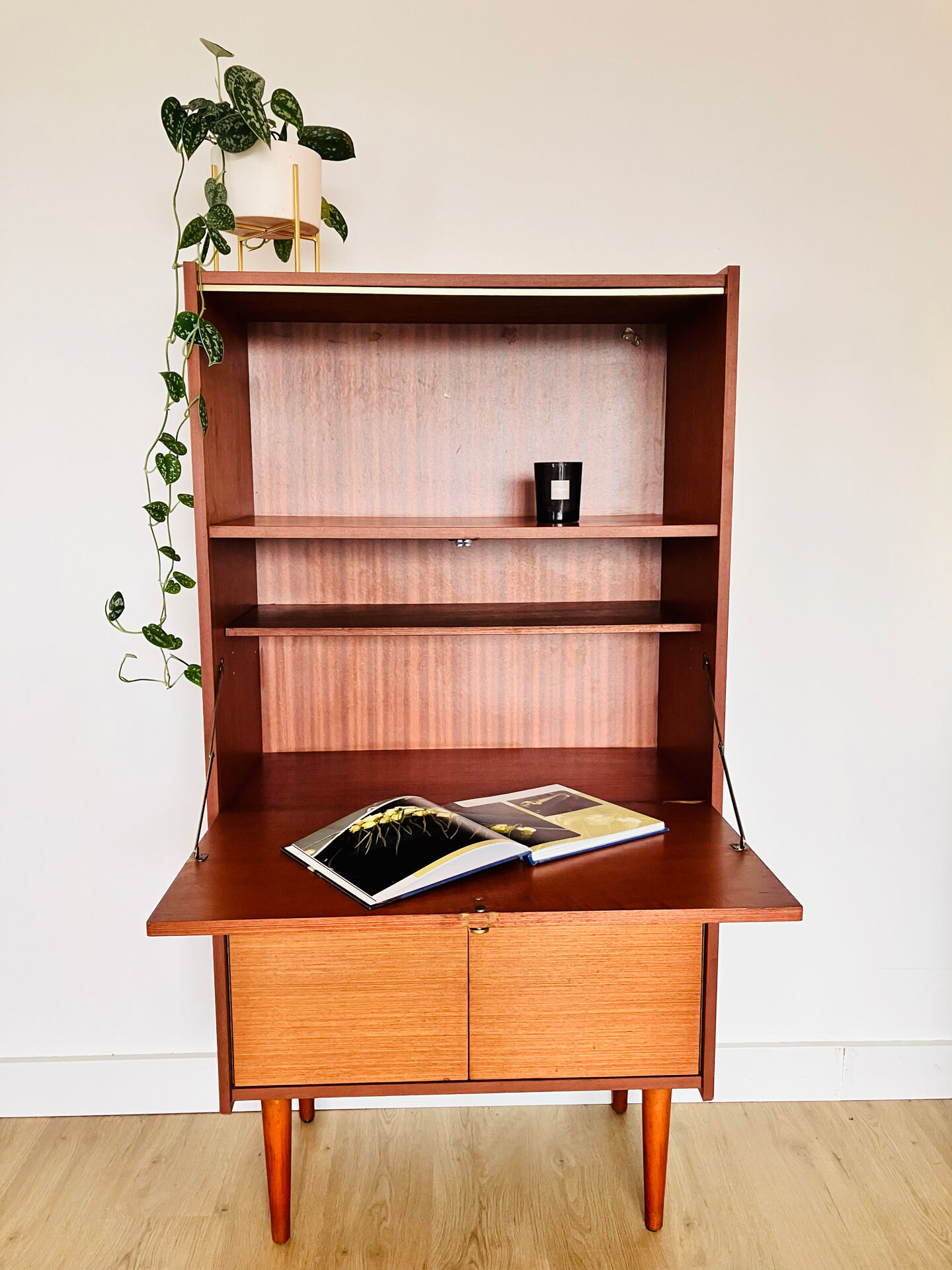 Wood veneer secretary from the 1970s.