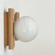 Pair of vintage wall lights, pine and opaline, France 1970