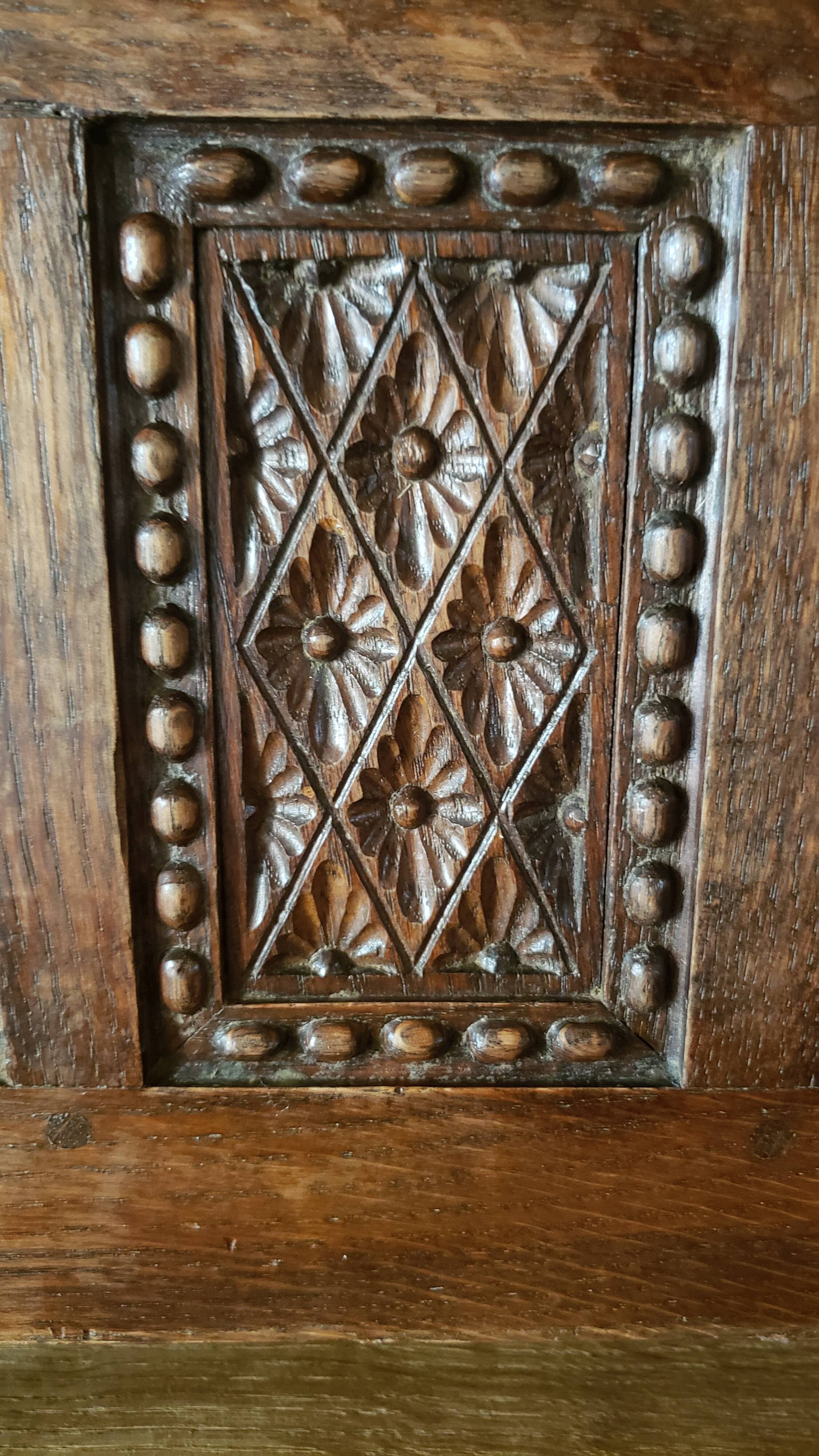 Mini carved oak chest