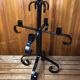 Old candlestick 5 lights candle holders black wrought iron vintage #a577