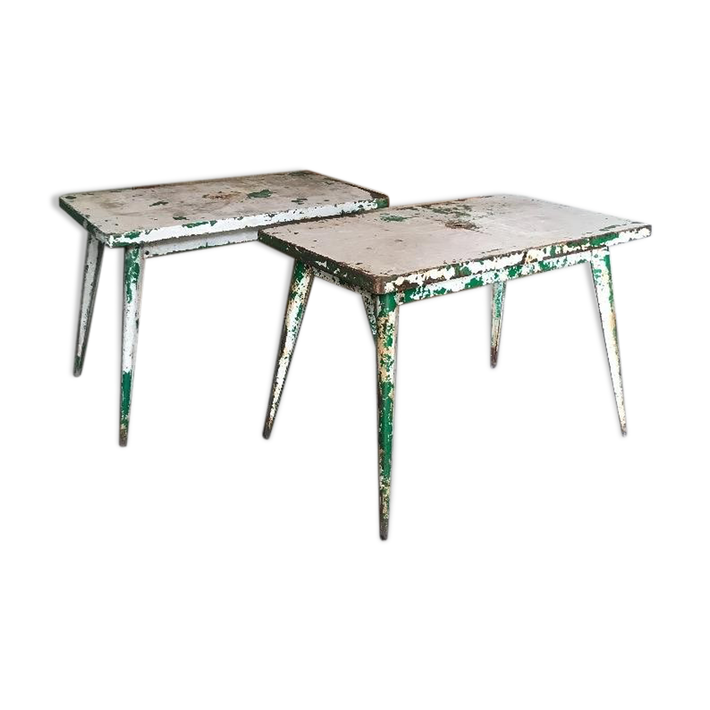 Paire de tables de jardin Tolix françaises