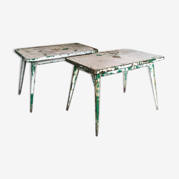 Pair of French Tolix garden tables
