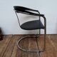 Fauteuil vintage métal chromé et cuir design italien